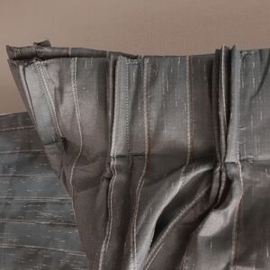 Insulated pinch pleat window curtain drapes 1 panel blue fabric striped